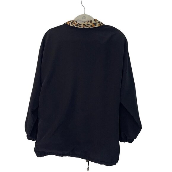 Vintage Womens Tiger Print Reversible Bomber Jacket Sz Large Tan Black Zip Front - Picture 3 of 13